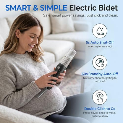 Electric Portable Bidet – Rechargeable Travel Bidet for Women Postpartum Care & Personal Hygiene | 3 Pressure Modes for Home Travel & Camping, Black - color: Black
