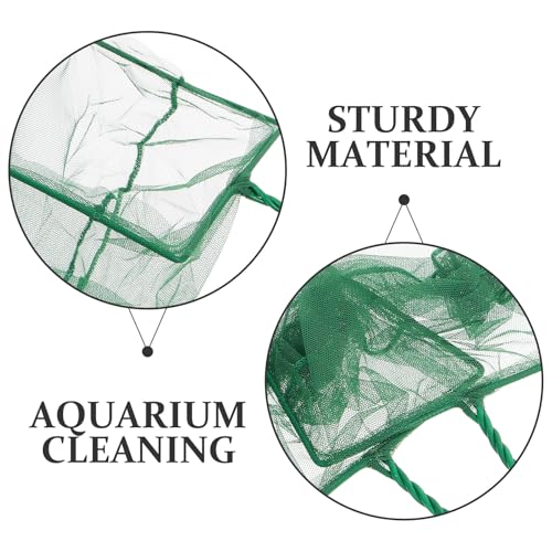 VICASKY 2pcs Small Fine Mesh Fish Nets with Square Frame for Aquarium and Fish Tank Cleaning, Portable Handheld Shrimp and Goldfish Net for Pond and Home Use