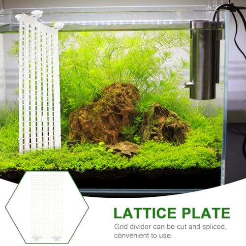 4pcs Aquarium Divider Fish Tank Grid Divider Tray Egg Crate Bottom Divider Board with 4Pcs Sucker Clips Aquarium Supplies