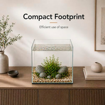 Aquatop High Clarity Low Iron Glass Cube Aquarium - Up to 11.3 Gallons - High-Grade German Silicone - Ideal for Salt and Freshwater Aquariums - size: 11.3 Gal