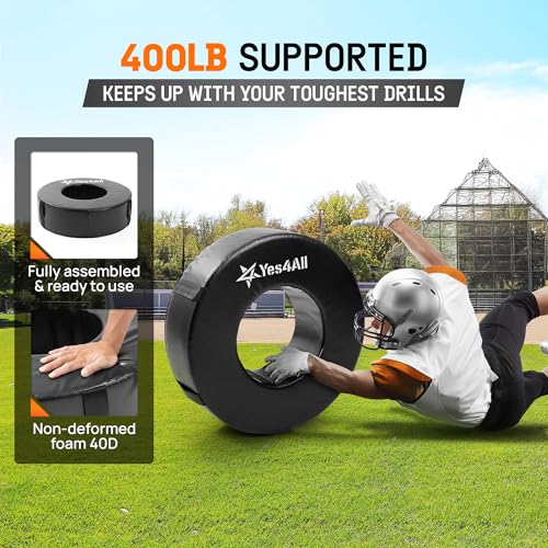 Yes4All Tackling Dummies for Youngth Football, 11lbs /20lbs Leather Block and Tackle Dummies for Contact Drills, Martial Arts - color: B.Black - Tackle Wheel Ring Football