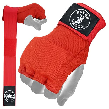 Boxing Gel Hand Wraps Quick Wraps – Padded Inner Gloves for Boxing, Muay Thai, Kickboxing & MMA Training - color: Red, size: Large