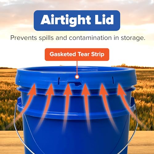 5 Gallon Bucket w/Lid, Food Grade BPA-Free, 3 Pack, Blue | Airtight Lid, Mallet and Lid Opener Included, Heavy-Duty 90 Mil HDPE Plastic, Food-Safe Durable Container, Made in USA - color: Blue, size: 3 Packs