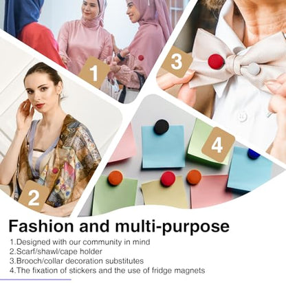 12 Pairs Strong Magnetic Hijab Pins for Women | No-Snag Pinless | Multi-Use Hijab Scarf & Clothing Clips | Premium Shiny & Matte Set (Strong Hold, No Damage to Fabric)