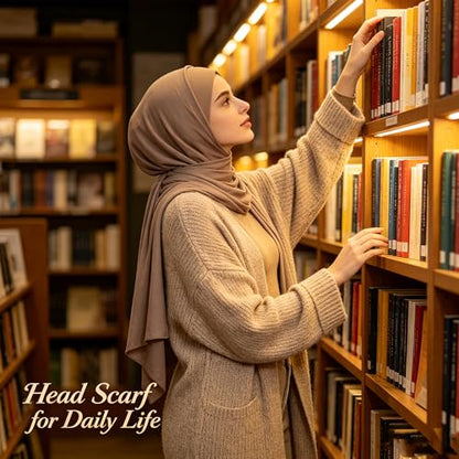 Hijab Scarf for Women, 3PCS Set with Undercap and Hijab Clip Lightweight Modal Muslim Head Wrap Scarf for Daily - color: Sy15-khika Hijab+khika Undercap