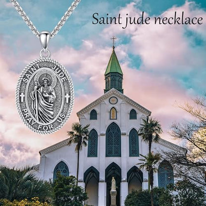 Sterling Silver 3 Nails Cross/Saint/Egyptian/Catholic Cross/Holy Spirit Necklace Religious Pendant Jewelry for Women - style: St Jude