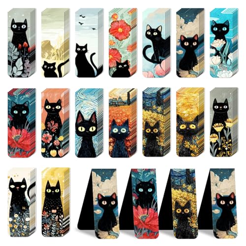 48 Pieces Magnetic Bookmarks Magnet Page Markers - Book Marks for Reading Women & Men with Storage Boxes - Gifts for Cat Lovers, Cute Magnet Bookmark Clips for Reading Pleasure (Cat Style B) - size: 48, style: Cat Style B