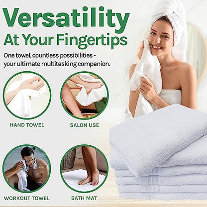 Towels N More Multi Pack 22X44 Small Light Weight Gym Towels or Can be Used as Quick Dry Bath Towel or Salon Towel, 100% Ring Spun Cotton Loops Sweat Towels Women's Hair Dry Towel (6)