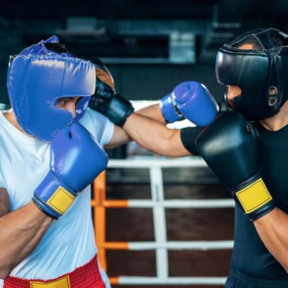 2 Pack Boxing Headgear Equipment for Taekwondo, Sparring, MMA, Muay Thai - Safety Helmet Protective Gear for Men Women Beginners - color: Black,Blue