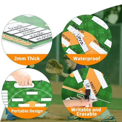 Magnetic Baseball Lineup Board, Double Sided Coaching Whiteboards, Dry Erase Coaching Lineup Boards, Baseball Lineup Board for Dugout