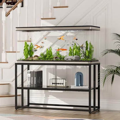 55-75 Gallon Fish Tank Stand, Aquarium & Terrarium Stand for Home Office | Dual-layer design to hold aquariums and terrariums.Overall dimension is 48.4"x19.7"x31.5" with 900LBS load capacity - color: Black, size: 55-75 Gallon
