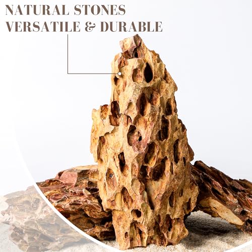 10.0-12.0 Inches Natural Dragon Stone, 3 PCS Extra Large Aquarium Rocks for Aquascaping, Terrariums, Reptile Tanks & Aquarium Décor - size: 10.0-12.0 in