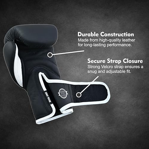 Smash Series Boxing Gloves for Men and Women Leather Training Sparring Gloves 10 oz 12 oz 14 oz 16 oz Kickboxing MMA Muay Thai Heavy Bag - color: Black, size: 16 oz