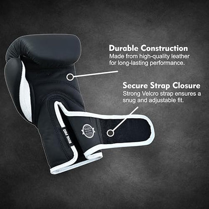 Smash Series Boxing Gloves for Men and Women Leather Training Sparring Gloves 10 oz 12 oz 14 oz 16 oz Kickboxing MMA Muay Thai Heavy Bag - color: Black, size: 16 oz