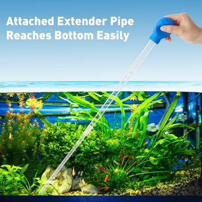 27.7IN Extra Long Turkey Baster for Aquarium, Blue, 50ml | Plastic Turkey Baster Long Syringe, Waste Remover for Aquarium Vacuum, Siphon for Fish Tank, Fish Waste Collector