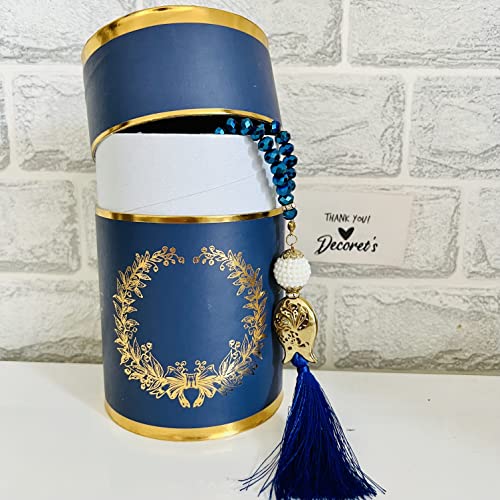 Muslim Prayer Rug, Bag and Prayer Beads I Perfect Islamic Gift I Mawlid Gift I Prayer Rug Travel I Muslim for Men&Women I Soft Islamic Prayer Mat | Luxury Islamic Gifts (Blue, 4 Sets)