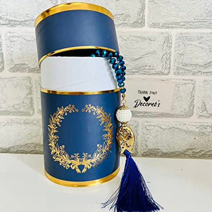 Muslim Prayer Rug, Bag and Prayer Beads I Perfect Islamic Gift I Mawlid Gift I Prayer Rug Travel I Muslim for Men&Women I Soft Islamic Prayer Mat | Luxury Islamic Gifts (Blue, 4 Sets)