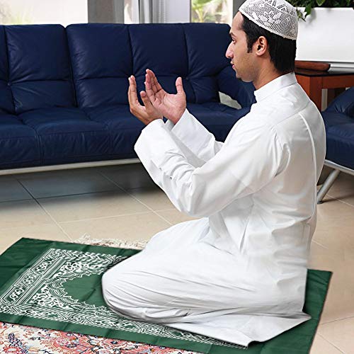 Anlising 1 Pieces Portable Travel Prayer Mat with Compass, Waterproof Polyester Prayer Rug, Muslim Travel Prayer Mat, for Ramadan Gifts (60cm×100cm)