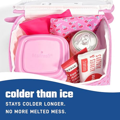 Fit & Fresh Cool Coolers Soft Ice for Lunch Bags 2pk, Flexible Stretch Nylon, Durable, Reusable Lunch Box Ice Packs, Soft Ice, Reusable Freezer Packs, Lunch Ice, Sweet Pink Block Print - color: Sweet Pink Print (2 Pack), size: Standard