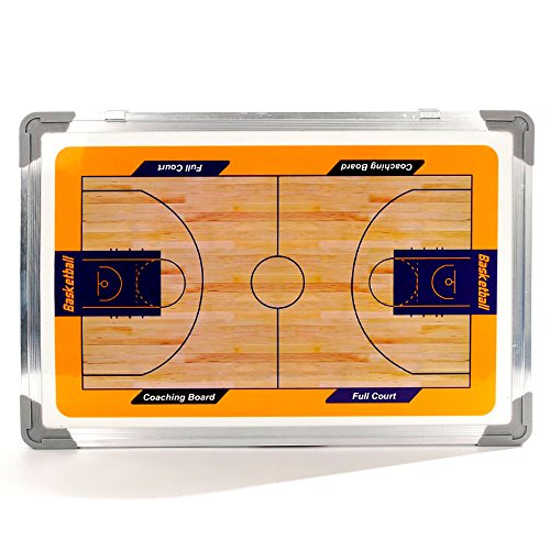 Double-Sided Basketball Coaching Board: Portable Tactics Dry Erase Board w/Adhesive Markers - Half & Full Court Play Diagramming