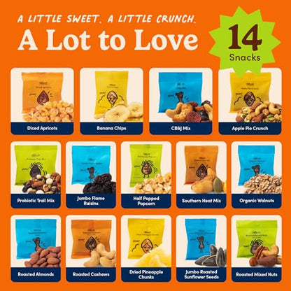 Nuts.com - Nuts and Dried Fruits Snack Box – Gourmet Mix Assortment for Festive Gifts – Package Includes Mixed Nuts, Dried Apricots & Fruits, Trail Mix, Heat Mix and Apple Pie Crunch