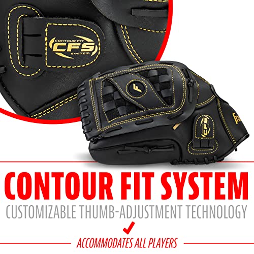 Franklin Sports Field Master Baseball + Softball Glove - Field Master Adult + Youth Baseball + Softball Mitt - Men's + Women's Gloves - color: Black/Gold, style: 14" - Basket Web