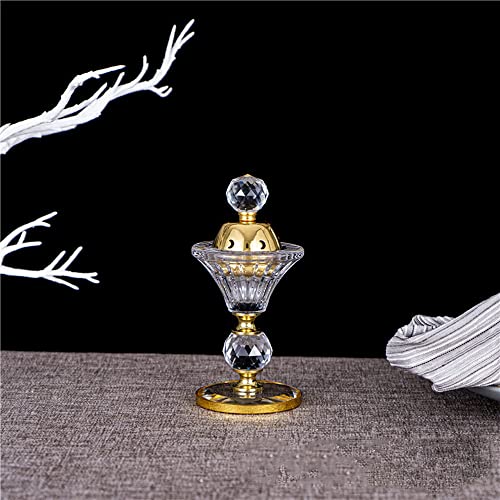 Crystal Incense Burner,Oud Frankincense Aromatherapy Bakhoor Burner Arabian Diffuser Desk Decor for Yoga Meditation Spa (Moon)