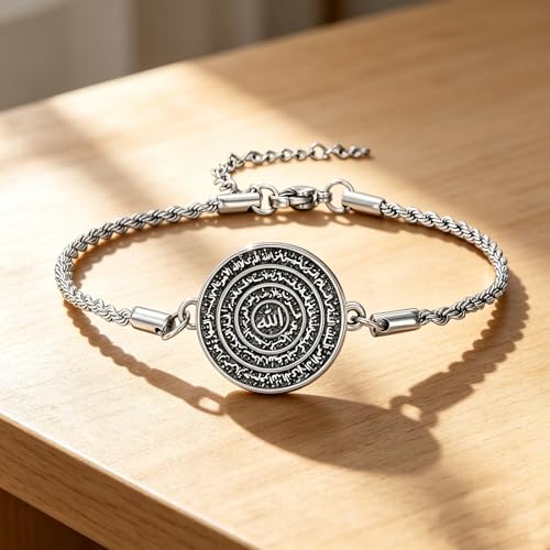 PELOVNY Allah Bracelet 925 Sterling Silver Islam Allah Bracelet Islamic Muslim Religious Jewelry Gifts for Men Women - color: Allah Bracelet-03