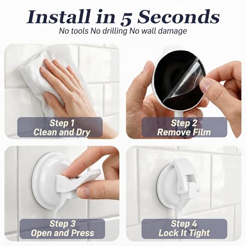 Heavy Duty Vacuum Suction Cup Hooks, White Plated Polished Super Suction for Kitchen Bathroom, 2 Pack - color: White
