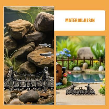 2pcs Aquarium Bridge Decoration: Resin Fish Tank Decor, Japanese Style Miniature Bridge Hideout Hideaway for Garden Underwater Landscaping