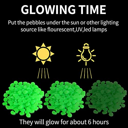 150 PCS Green Glow Rocks Luminous Stones DIY Pebbles Aquarium Garden | OSOPOLA Green Glow Rocks Luminous Stones DIY Pebbles For Aquarium Garden Path Patio FD05GR150 - color: Green/150 pcs, size: 2.5x2x0.5cm