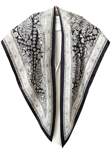 Triangle Shawls Scarf Head Hair Neck For Women Scarves Fashion Silk Feeling Lady Lightweight 51 * 23.6inch - color: K10-black and White Small Patterns（51*23.6inch）