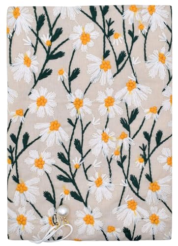 BLBMH B6 Notebook Cover 5x7.2 | Handmade Fixed Non-Stretch Fabric Sleeve with Bookmark | for Small Journal Planner Travelers Notebook | Gift for Women - Daisy B - color: Daisy 2, size: 7.2in