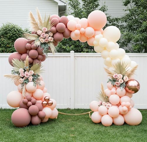 Dusty Pink Balloon Garland Arch Kit - Double Stuffed Dusty Rose, Mauve & Light Pink Balloons for Baby Shower, Birthday, Bridal Shower Decor - color: Dusty Pink