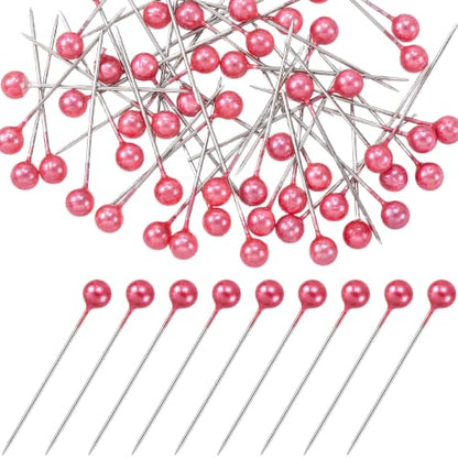 50pcs Decorative Pearl Push Pins, 1.02x0.16in, Red - color: Red-0.16x1.02in-50pcs