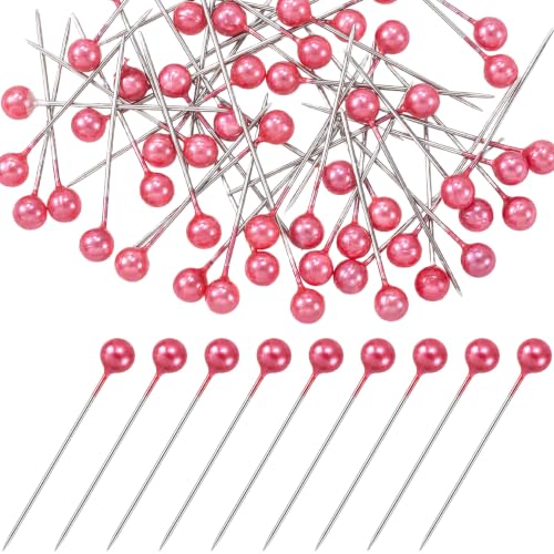 50pcs Decorative Pearl Push Pins, 1.02x0.16in, Red - color: Red-0.16x1.02in-50pcs