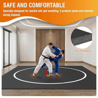 Generic 300x300cm/300x200cm Roll-Up Design Wrestling Mat for Home Foldable XPE Jiu Jitsu Floor Exercise Mat Waterproof 1.18in Thick for BJJ MMA Martial Art Boxing Grappling and Judo