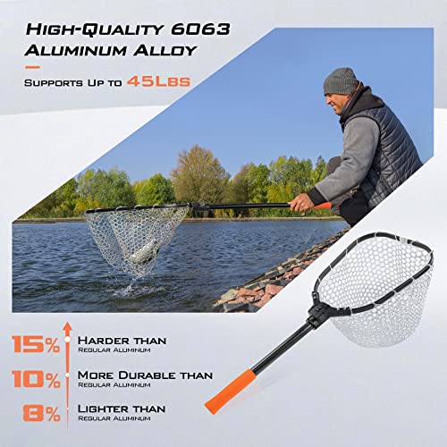 KastKing Brutus Fishing Landing Net with Extendable Handle | UP to 31in/45in/75in, Silicone & PVC Mesh, Lightweight Aluminum Frame, Non-Slip EVA Handle, Holds up to 44lbs - size: 31" Total Length(not extendable), style: Silicone Net Combo