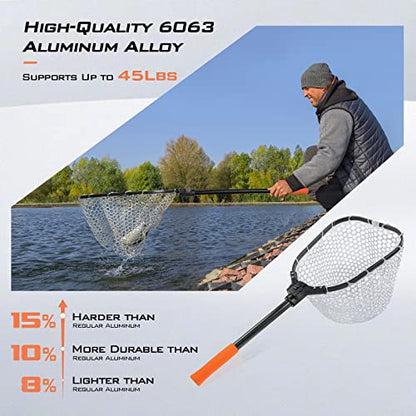 KastKing Brutus Fishing Landing Net with Extendable Handle | UP to 31in/45in/75in, Silicone & PVC Mesh, Lightweight Aluminum Frame, Non-Slip EVA Handle, Holds up to 44lbs - size: 31" Total Length(not extendable), style: Silicone Net Combo