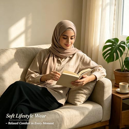 Jersey Hijab Scarf for Women,Lightweight Muslim Turban Head Scarf Modal Feel Hijab Coverings for Prayer with Clip - color: Light Brown