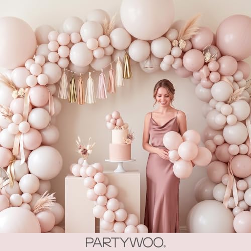 PartyWoo Beige Balloons 155pcs Boho Cream Ivory Neutral Color - color: White-f60