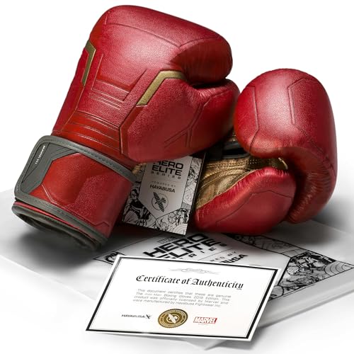 Hayabusa Marvel Hero Elite Boxing Gloves | Sparring and Training, Muay Thai Kickboxing, Fight Ready, Licensed Design, Padded Knuckle, 10oz 12oz 16oz, Men and Women - color: Iron Man, size: 12oz