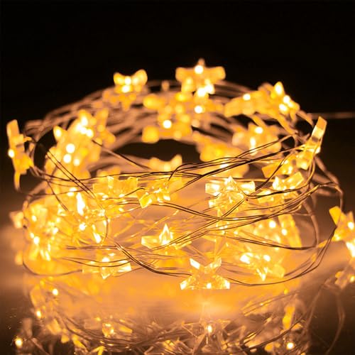 6 Packs 6.6ft 20LEDs Star Fairy Lights Battery Operated,Mini Star String Lights,Waterproof Twinkle Starry Light for DIY Gift Bottle Table Christmas Ramadan Wedding,Silver Wire,Warm White - color: Silver Wire, size: 120 Leds