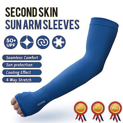 GOUNOD Gardening Sleeves to Cover Arms for Women with Thumb Holes-Sun Protection SPF Cooling Driving UV Blocking - color: 4 Pairs:black,light Grey,dark Blue,green