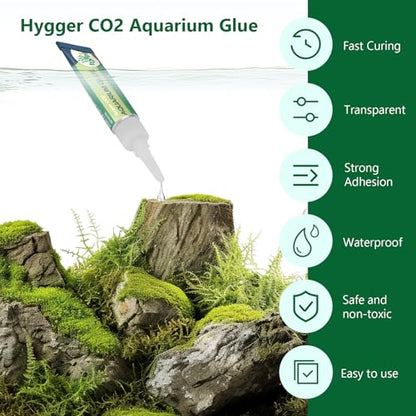 Aquarium Glue, Clear Coral Glue for Plants, Rocks, Moss, Coral, Stone, Wood - Quick Drying, Fish Safe, Freshwater & Saltwater Aquascaping - 5g (2PCS)