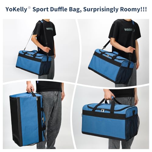 20 inch Gym Bag for Men, Royal Blue | 40L Capacity, Sport Duffle Bag, Weekender Duffel Bag, Travel - color: Royal Blue