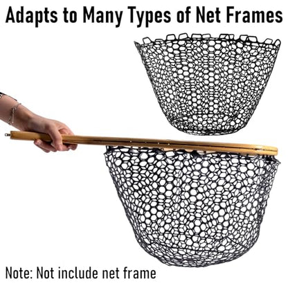 Alwonder Fishing Nets Silicone Replacement Netting, Clear Black Fly Ice Fishing Net Landing Kayak Nets Without Handle for Freshwater Saltwater Foldable Soft Flexible Trout Net Silicone Mesh - color: Black, size: 4025