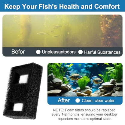 A1376 Foam Filter Block Replacement Aquarium Filter Media Compatible with Fluval SPEC, EVO and Flex Desktop Aquarium Series, Foam Filter Media Sponge for Fluval Filter Replacement 2 PCS