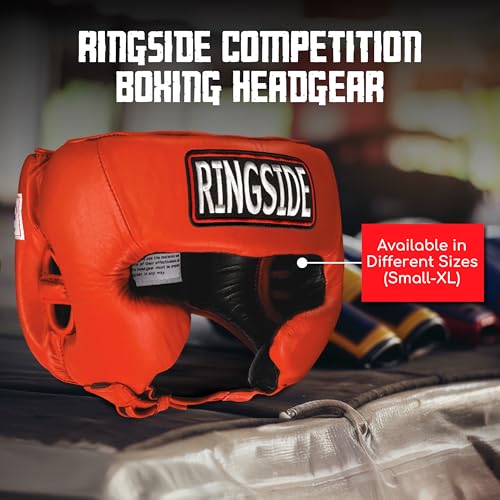 Ringside Competition Boxing Muay Thai MMA Sparring Head Protection Headgear with Cheeks - color: Red, size: Small