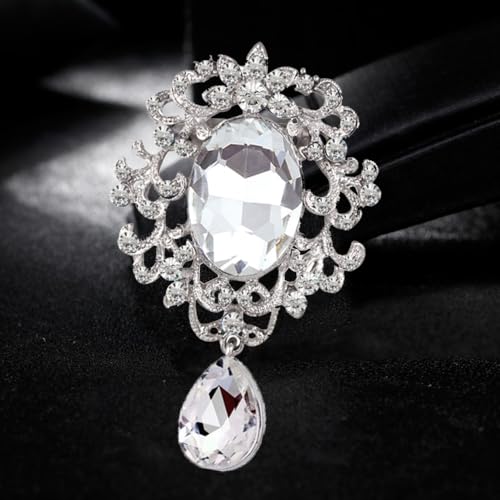 Ezing 4 Pieces Lot Large Big Silver Gold Plated Assorted Crystal Rhinestones Brooch Pins Set - color: F